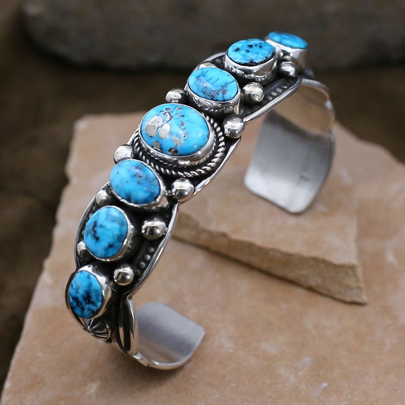 3/4&quot; Palomino turquoise 7-stone bracelet