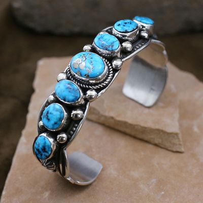 3/4&quot; Palomino turquoise 7-stone bracelet