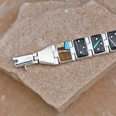 13 link Night Sky design inlay link bracelet