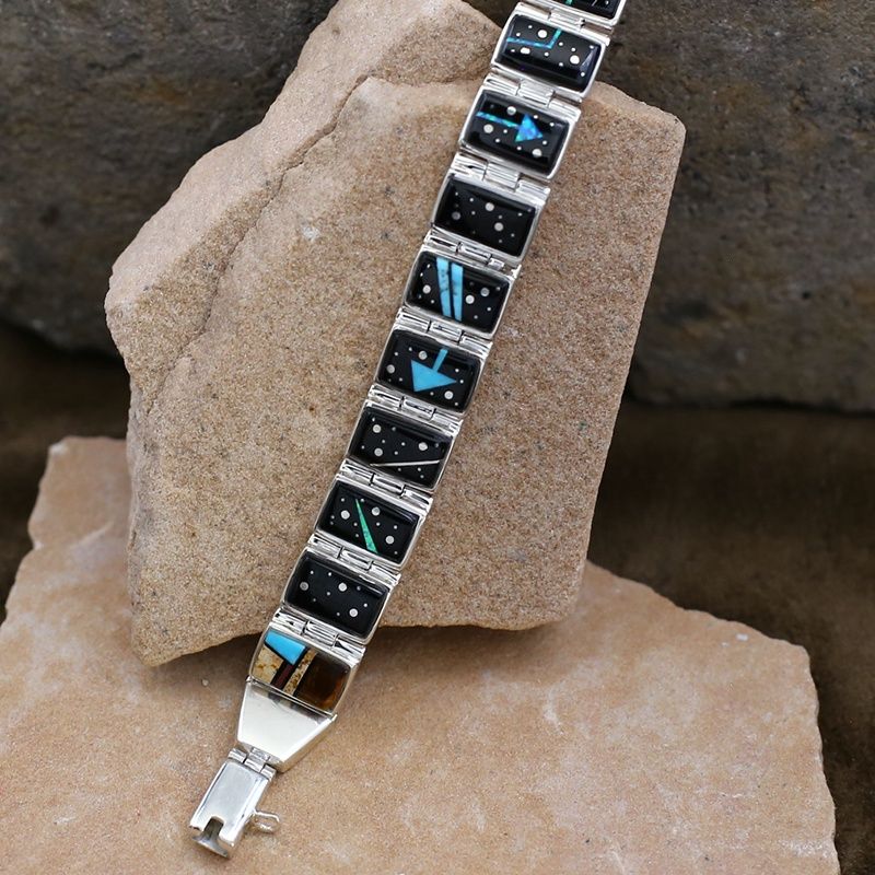 13 link Night Sky design inlay link bracelet