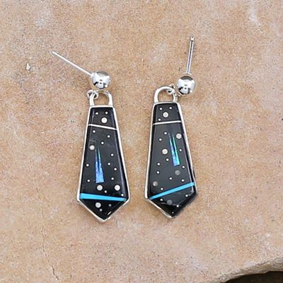 Dangle earrings w/ pointed shape Night Sky inlay