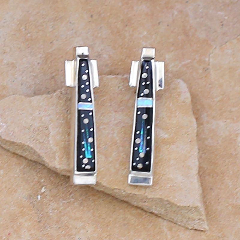 Raised Night Sky inlay post earrings