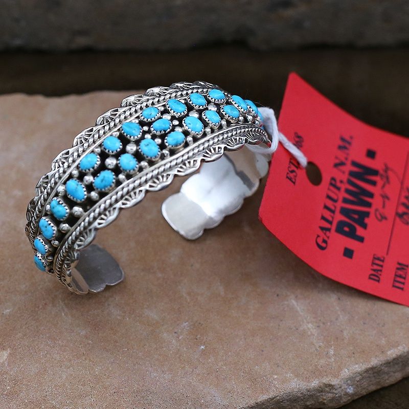 Pawn Jewelry- Navajo 24 stone cuff bracelet