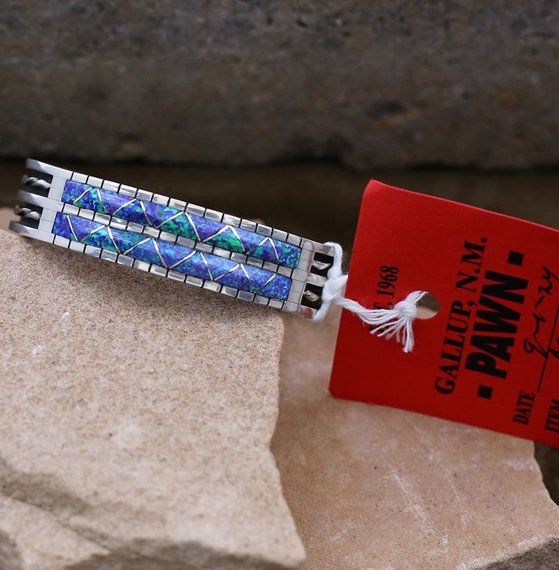 Pawn Jewelry-Zuni cultured opal inlay bracelet