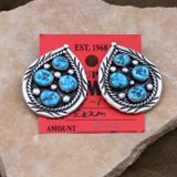 Pawn Jewelry- Navajo large cluster turquoise earrings