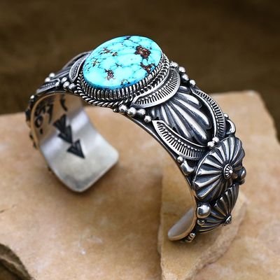 Delbert Gordon cuff bracelet w/ oval Sonoran Mtn turquoise