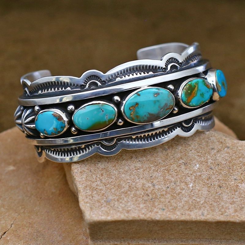 Happy Piasso cuff bracelet w/ Royston turquoise