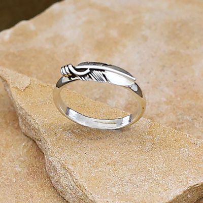 Thin Navajo feather ring