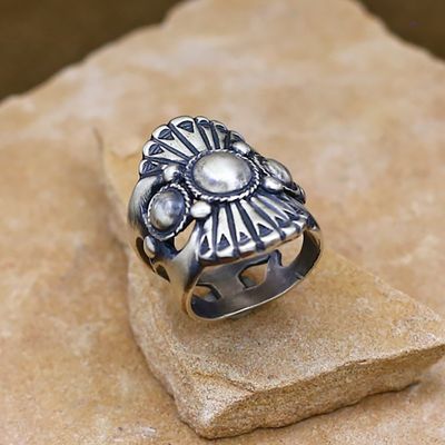 Navajo sandcast design ring