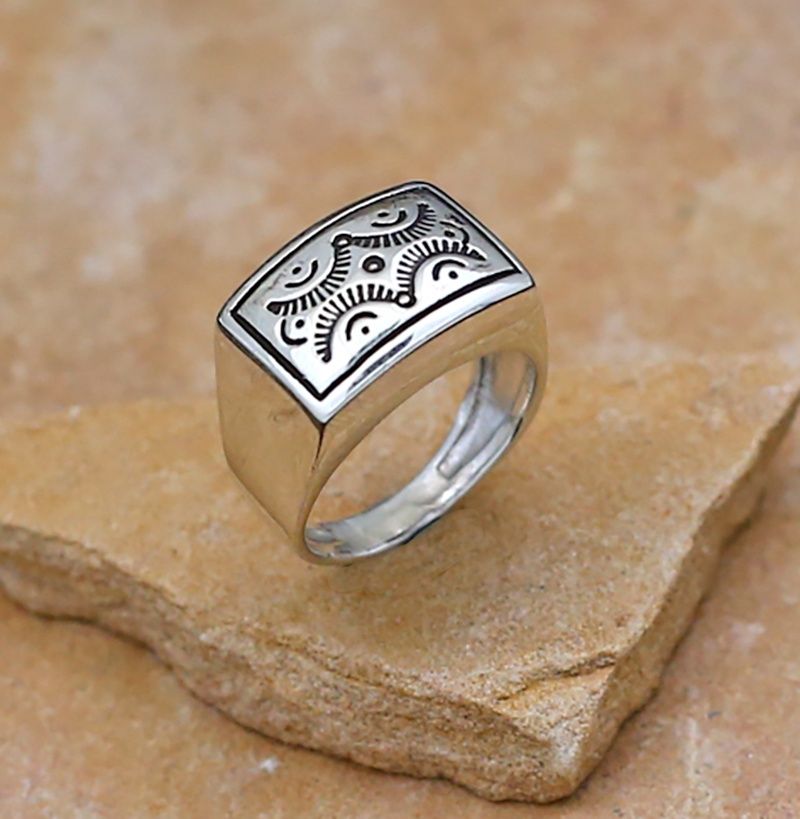 Rectangle Navajo pattern ring