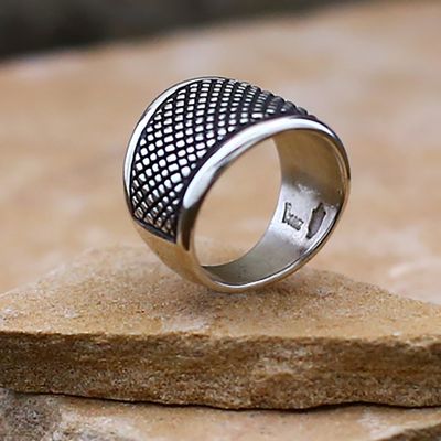 Wide Navajo pattern ring