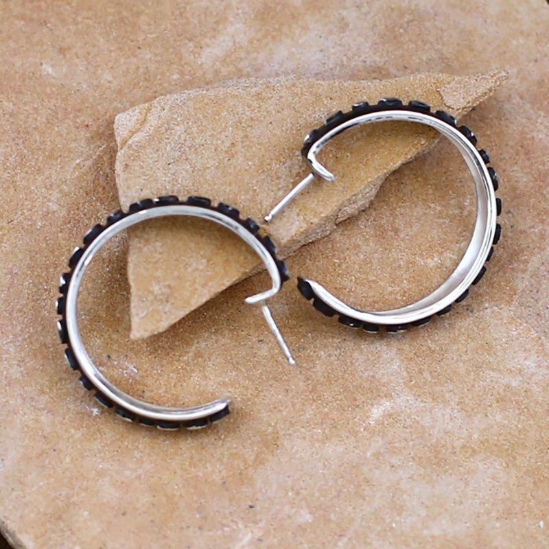 Navajo hoop earrings w/unique channel designs