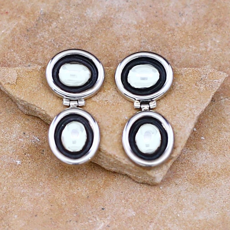 Oval double dangle earrings