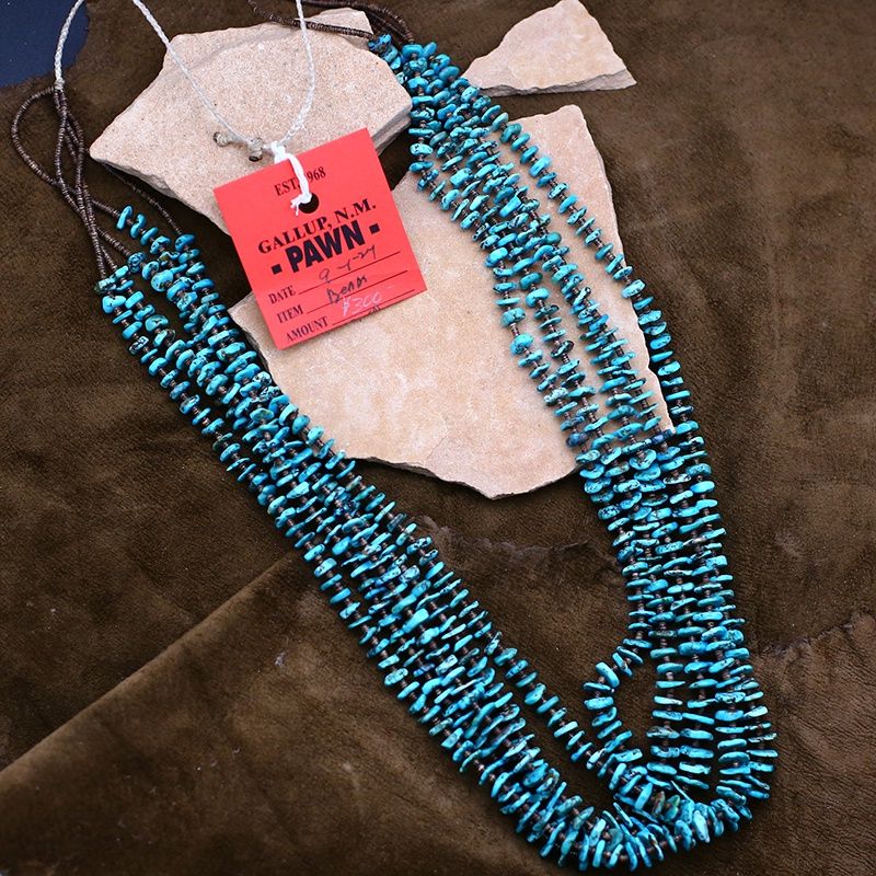 Pawn Jewelry- 5- strand-Santa Domingo turquoise necklace