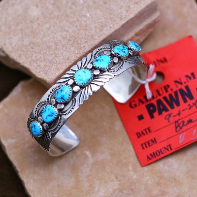 Pawn Jewelry- Navajo 7-stone turquoise bracelet