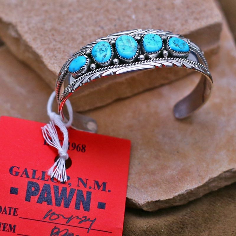 Pawn Jewelry- Small 5-stone Navajo turquoise bracelet