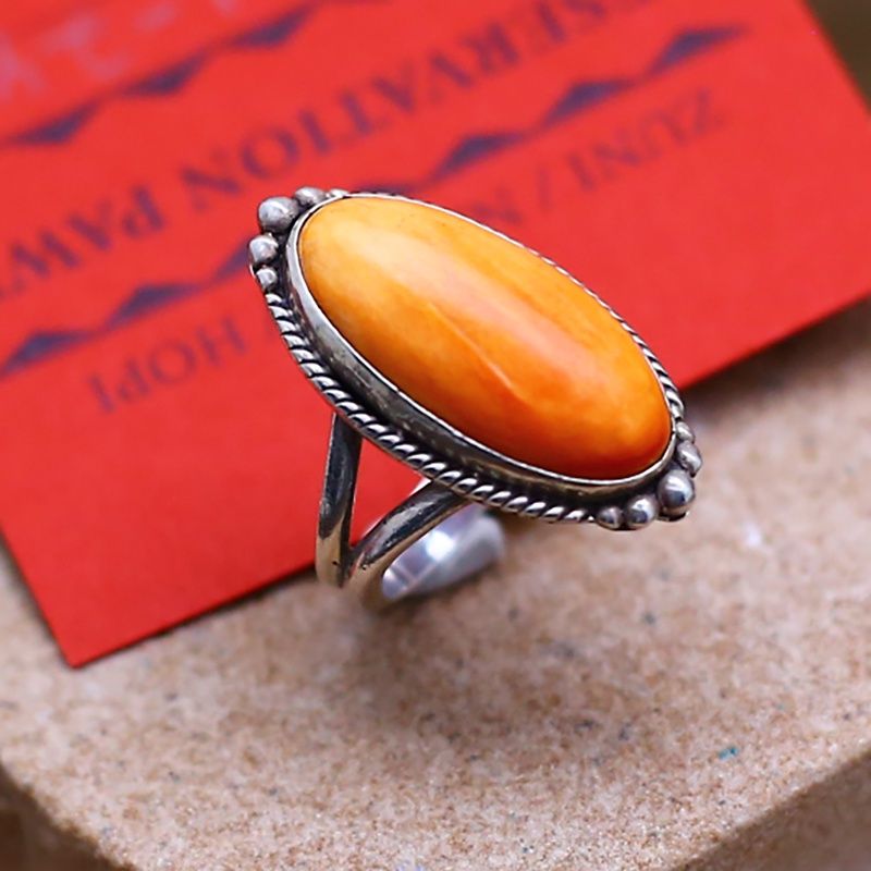 Pawn Jewelry- Navajo ring w/ orange spiny oyster shell