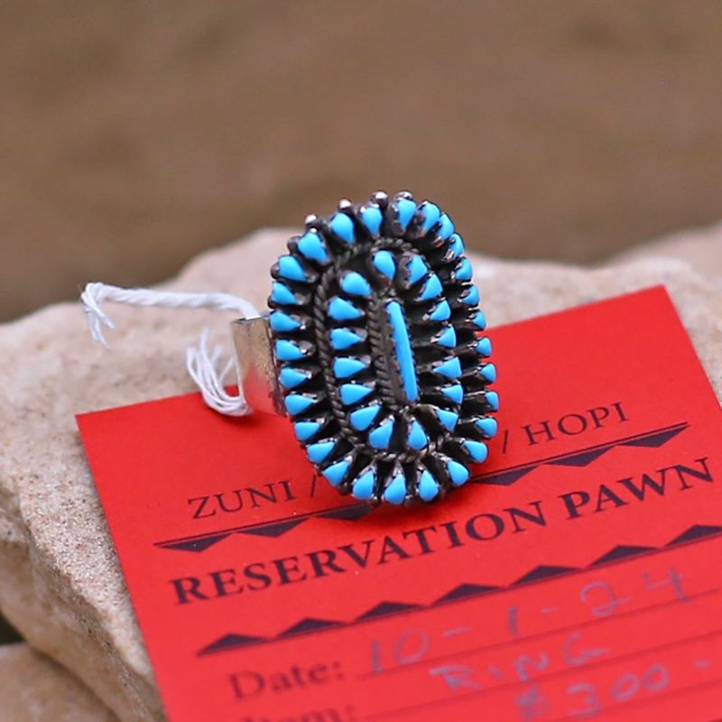 Pawn Jewelry-Zuni needle point cluster ring