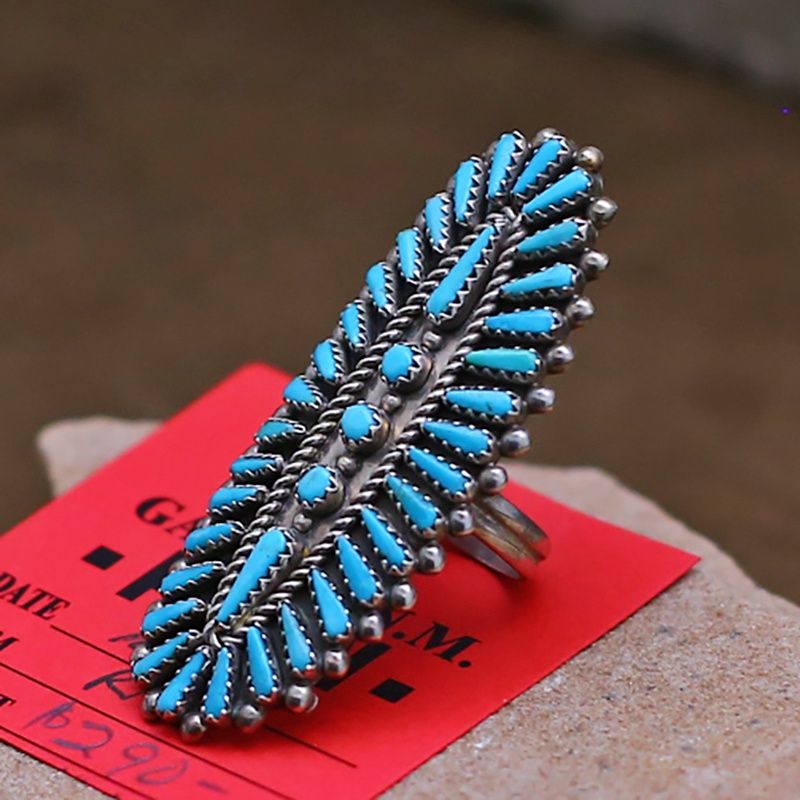 Pawn Jewelry- Extra large Zuni needle point cluster ring