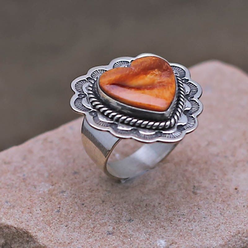 Spiny Oyster shell heart ring by Bernyse Chavez
