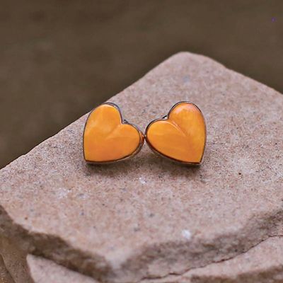 Small Orange spiny oyster shell earrings