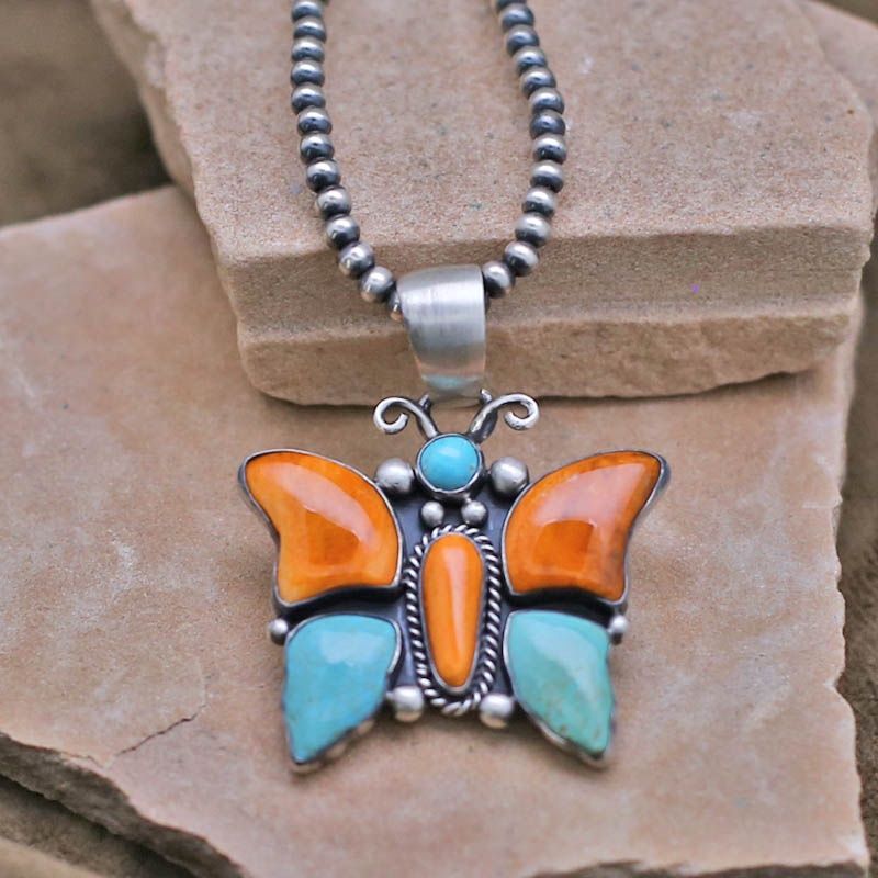 Large multicolor butterfly pendant