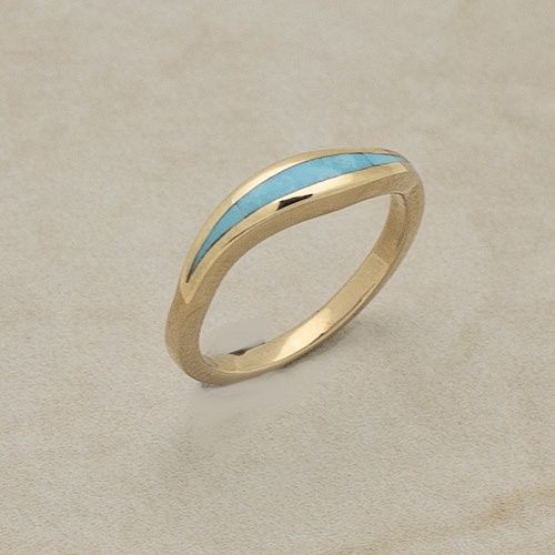 Kingman turquoise  14kt gold &quot;Wave&quot; ring, Ring Size: GL1679