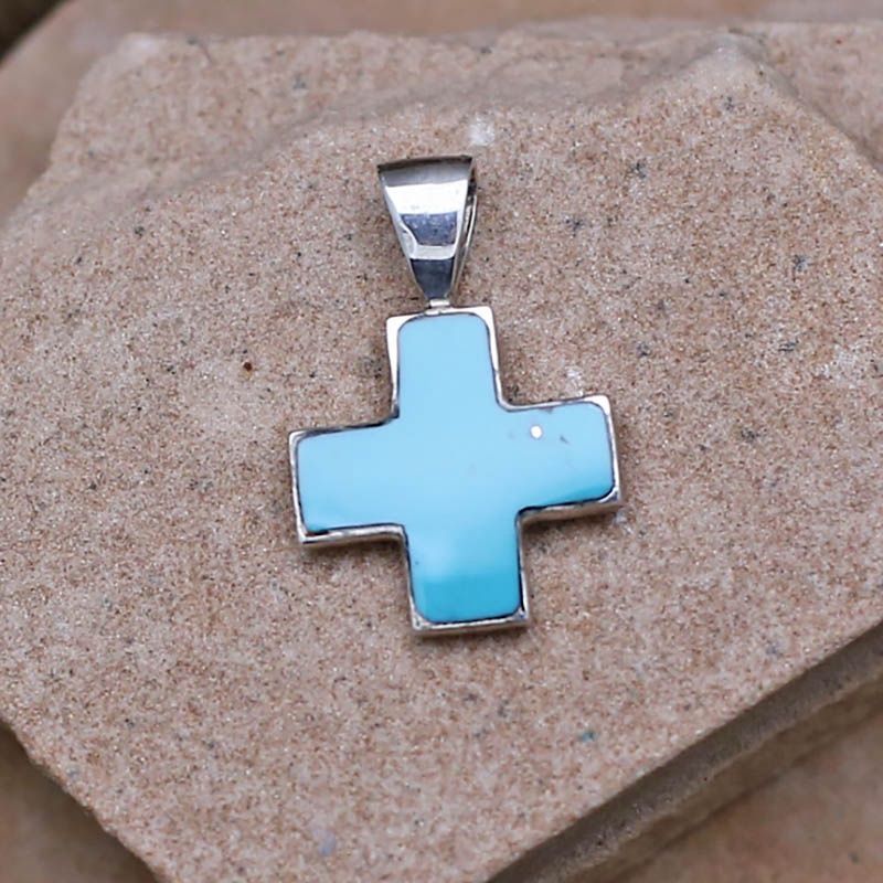 Small inlay turquoise cross