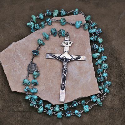 Vintage Rosary necklace w/ turquoise