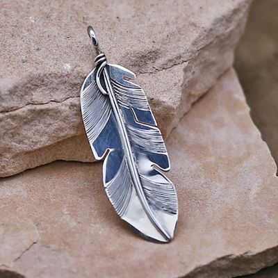 3/4&quot; wide feather pendant