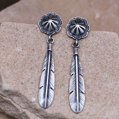 Feather earrings w/ concho post