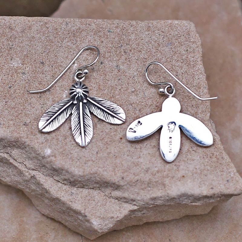 Triple feather dangle earrings