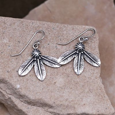 Triple feather dangle earrings