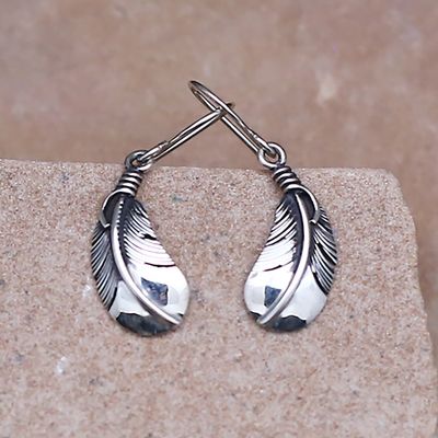 Curved dangle feather earrings
