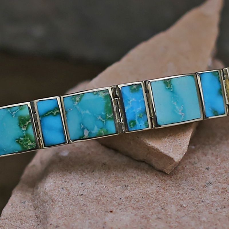 14kt gold link bracelet w/ Sonoran gold turquoise