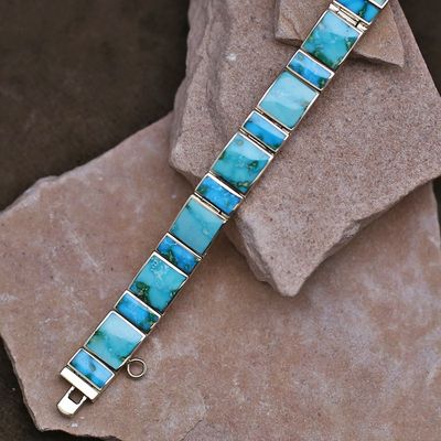 14kt gold link bracelet w/ Sonoran gold turquoise