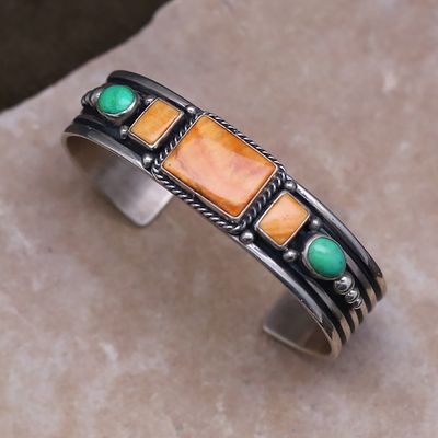 Orange Spiny oyster shell cuff bracelet