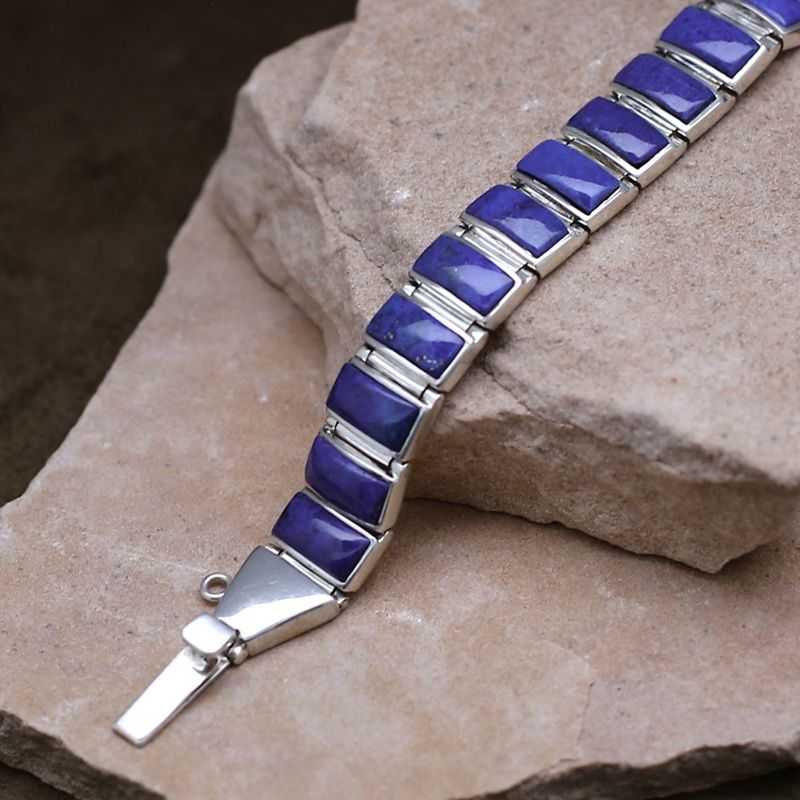 16 stone Denium Lapis link bracelet