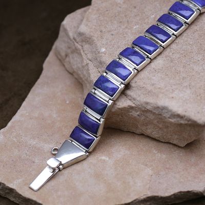16 stone Denium Lapis link bracelet