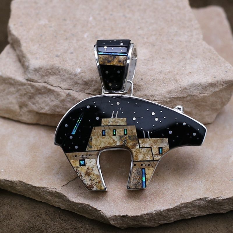 Large reversible  bear pendant- Calvin Begay