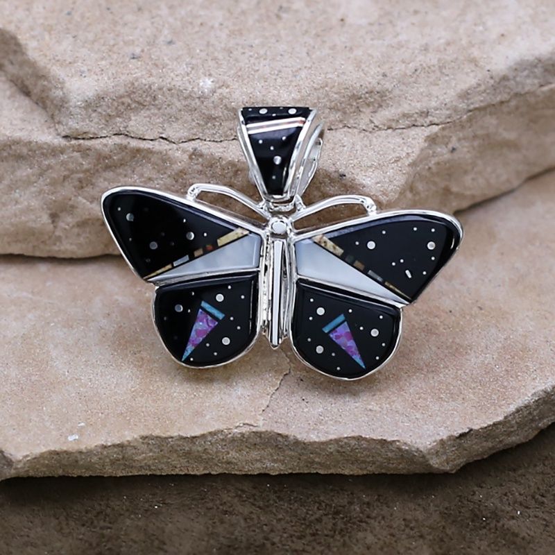 Large inlay butterfly pendant-Calvin Begay