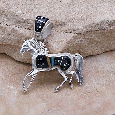 Small inlay horse pendant-Night Sky