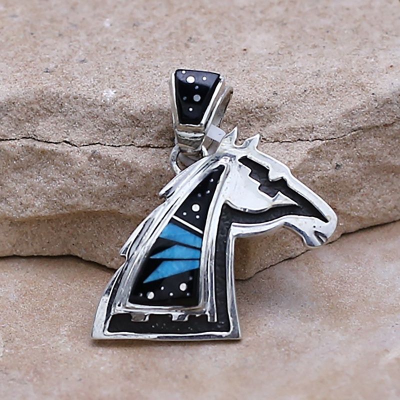 Inlay horse head pendant- Night Sky