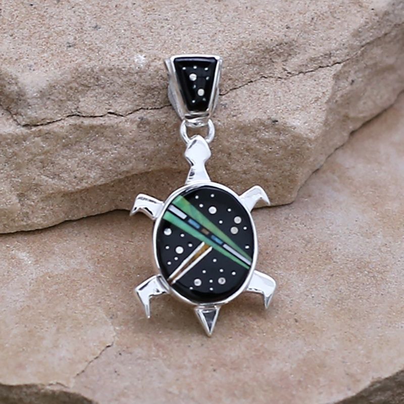 Small inlay turtle pendant-Night Sky design