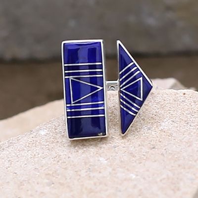 Adjustable lapis inlay ring