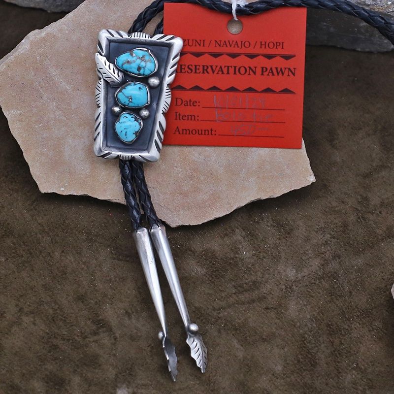 Turquoise bolo tie by artist Ramon Platero