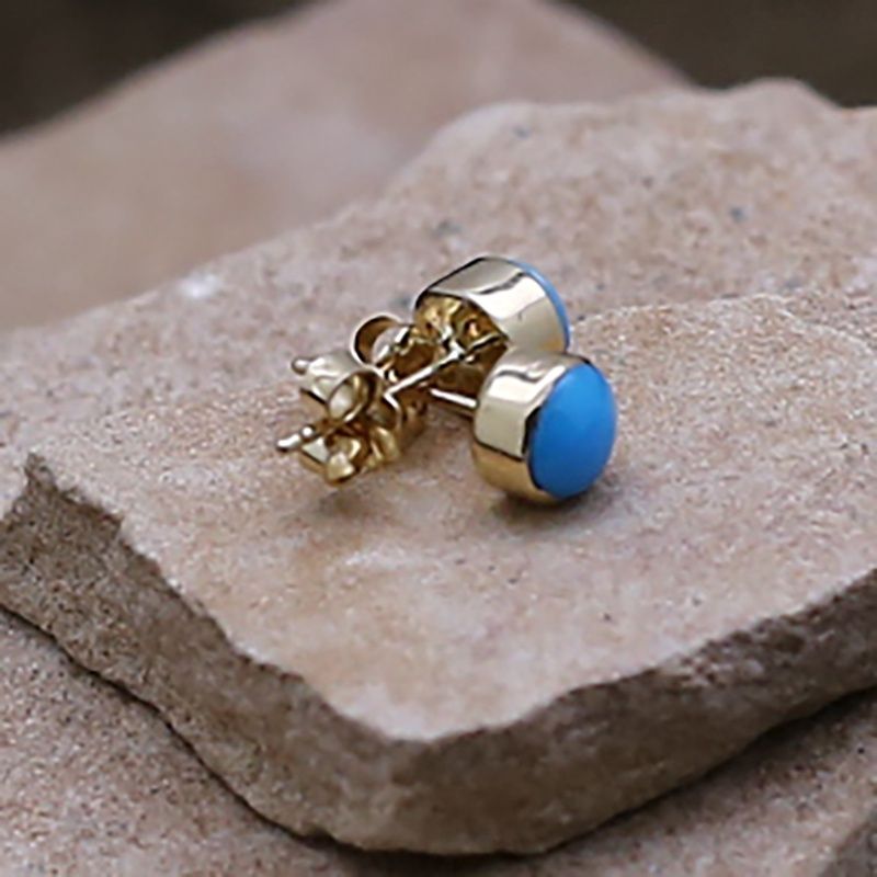 14kt gold stud earrings w/ Sleeping Beauty turquoise-5MM