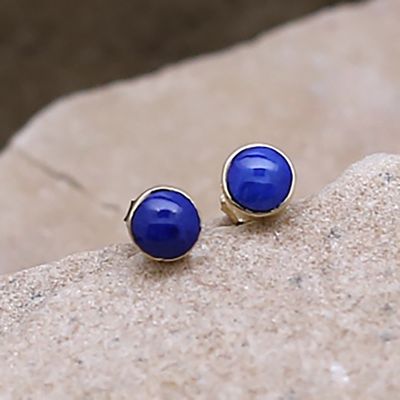 14kt gold stud earrings w/ Lapis-5MM