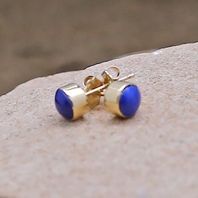 14kt gold stud earrings w/ Lapis-6MM