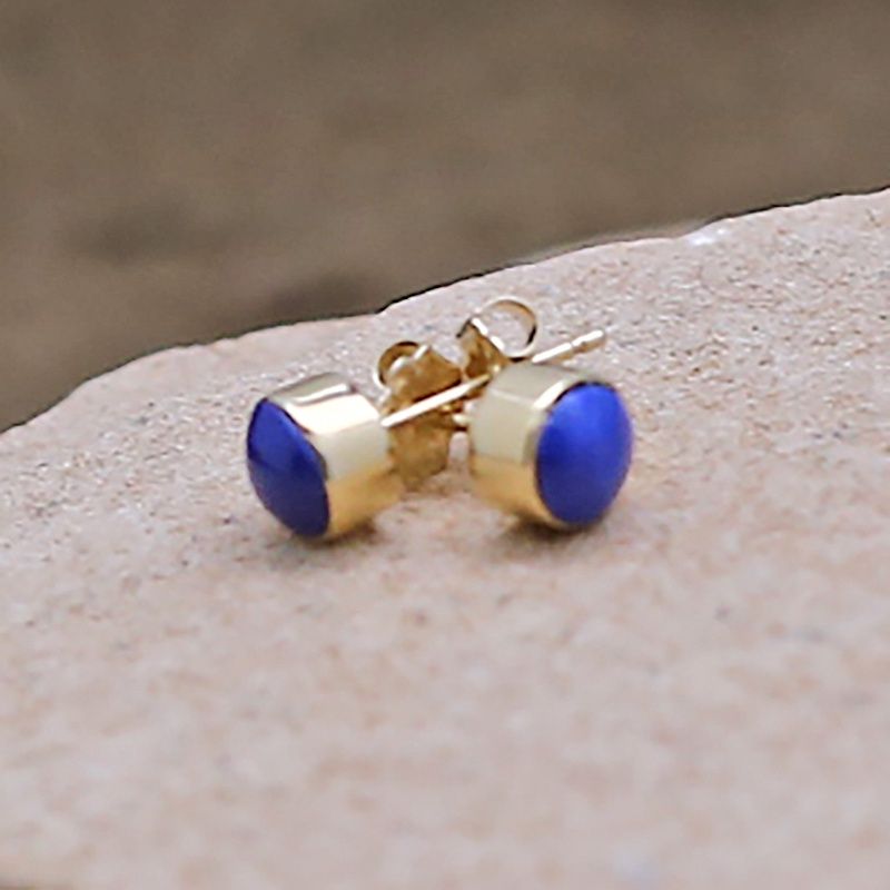 14kt gold stud earrings w/ Lapis-6MM